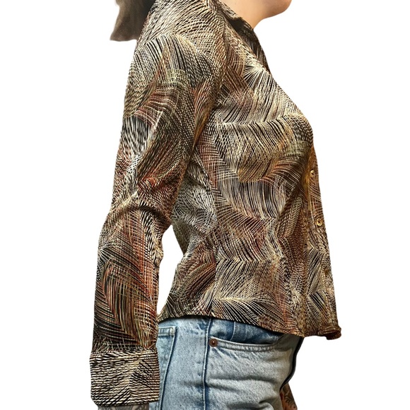 Y2K Gold Glam Button Up Blouse • Size Petite/Small 🌟 - Picture 2 of 4